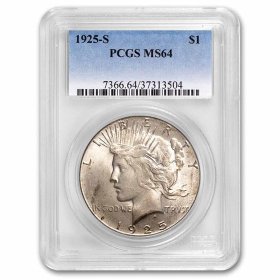 1925-S Peace Dollar MS-64 PCGS 1925-S Peace Dollar MS-64 PCGS
